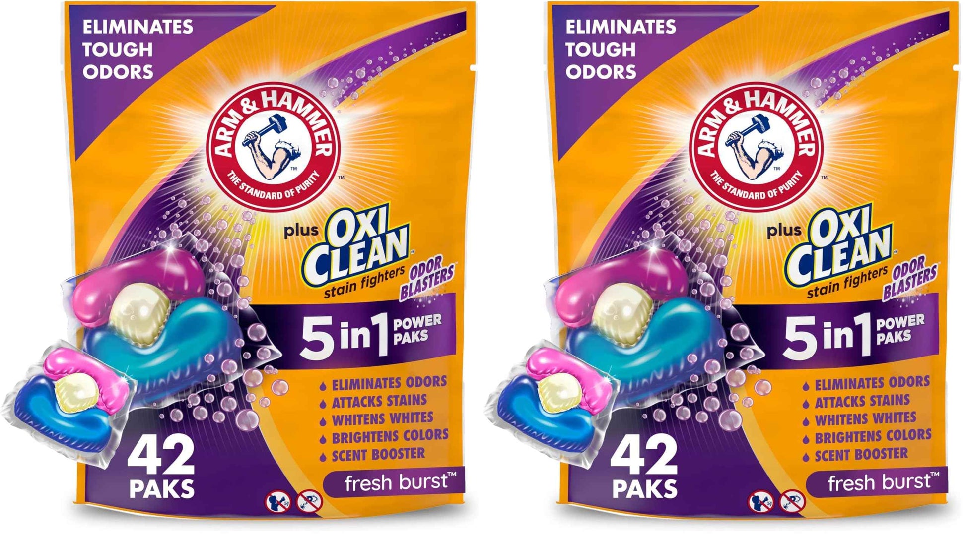 Arm & Hammer Plus OxiClean With Odor Blasters Laundry Detergent 5-IN-1 Power Paks