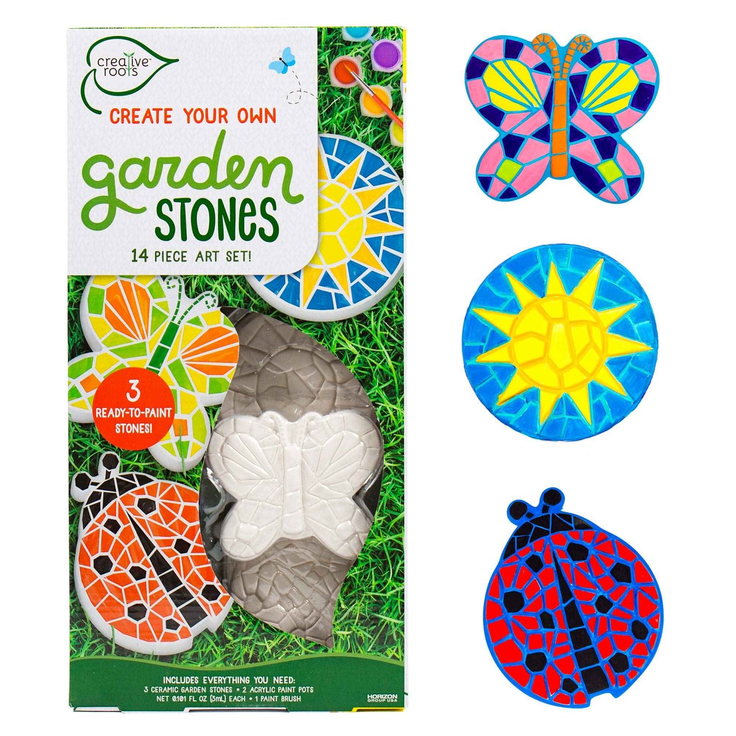 Creative Roots Paint Your Own Garden Stone, Craft Kits, Stepping Stones Kit for Kids, Ceramics to Paint, Ages 6+