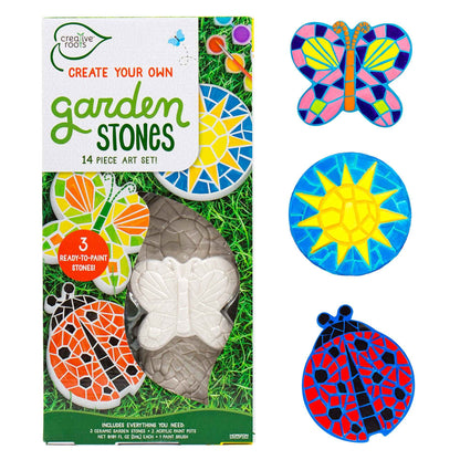 Creative Roots Paint Your Own Garden Stone, Craft Kits, Stepping Stones Kit for Kids, Ceramics to Paint, Ages 6+