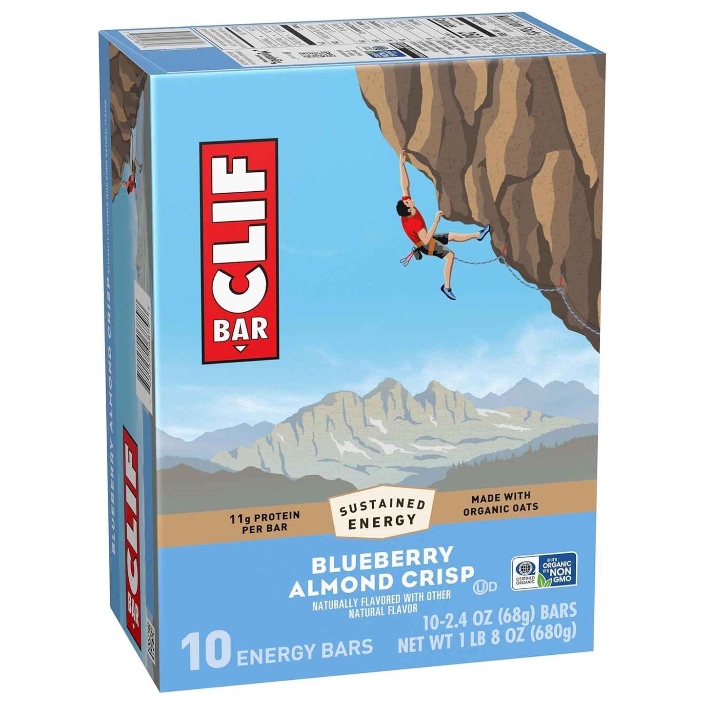 CLIF BAR - Energy Protein Bars - Blueberry Almond Crisp - Made with Organic Oats - Energy Bars - Non-GMO