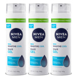 NIVEA MEN Sensitive Cool Shave Gel for Sensitive Skin, Alcohol Free Shaving Gel with Chamomile Extract, 7 Oz Can, Pack of 3
