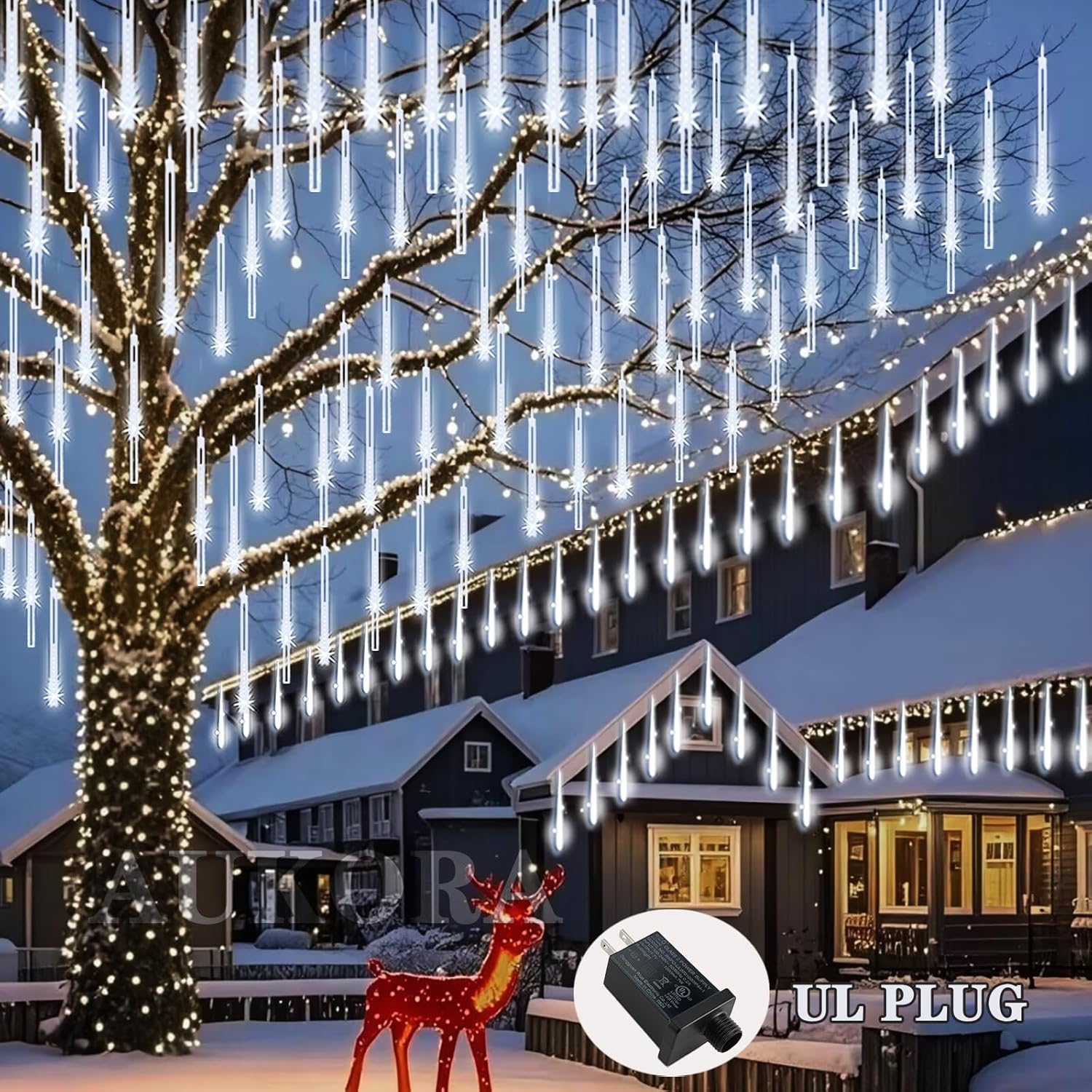 Aukora_Christmas_Lights_Outdoor_Meteor_Shower_Falling_Rain_Lights_12_inch_8_Tubes_192LED_Snowfall_Cascading_Icicle_String_Light_for_Xmas_Tree_Decor_Wedding_Party_Holiday_Window_Garden,_UL_Plug,_White