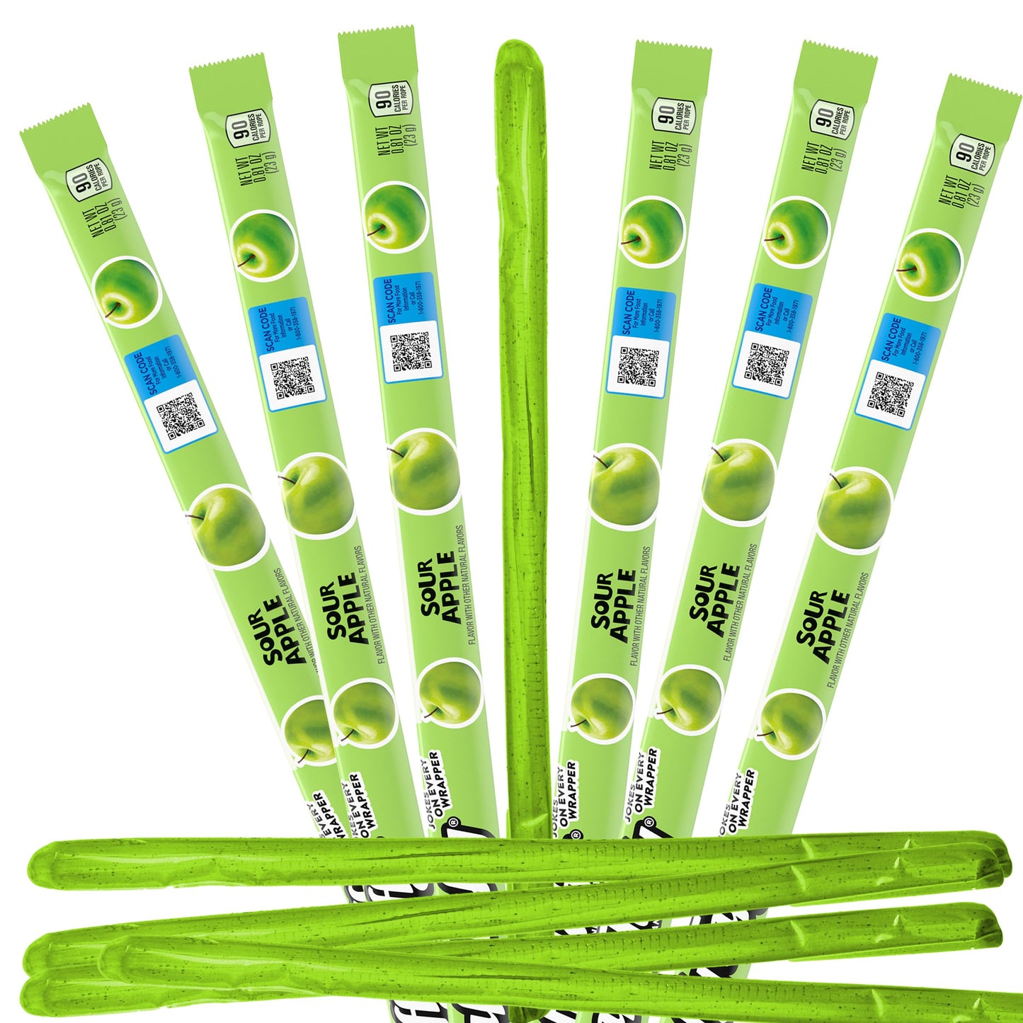 Sour Apple Laffy Taffy Rope Candy, 24 Pack, Taffy Candy, Individually Wrapped Candy, 0.81 Ounce Ropes