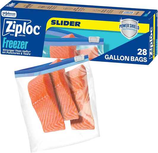 Ziploc Gallon Food Storage Freezer Slider Bags, Durable