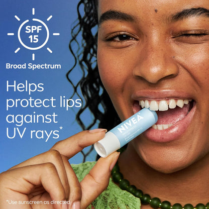 NIVEA_Smoothness_Lip_Care,_Sunscreen_Lip_Balm_with_SPF_15_Broad_Spectrum,_Shea_Butter,_Nourishing_Oils_and_Vitamin_C_&_E,_3-in-1_Moisture,_Repair_and_Sunscreen,_0.17_Oz_Stick,_Pack_of_4