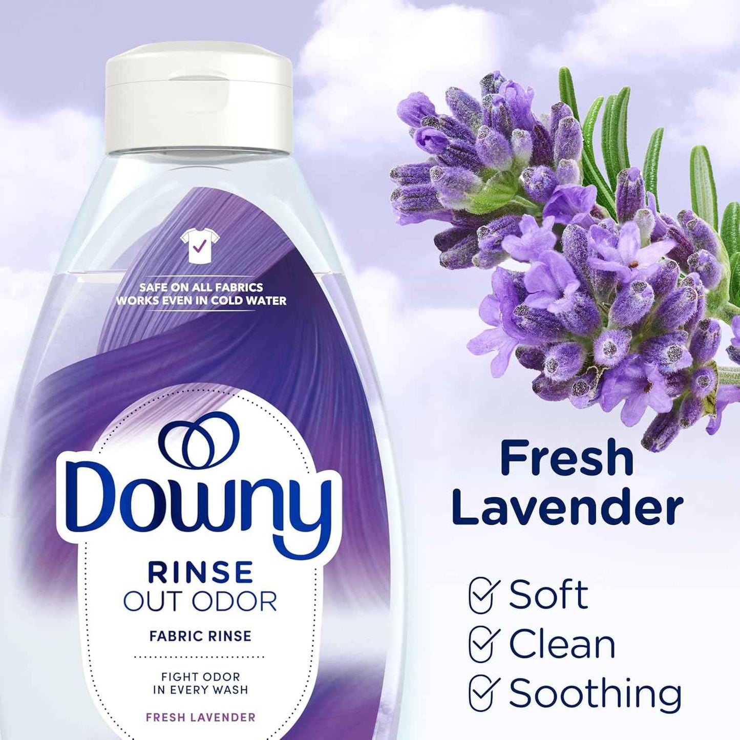 Downy RINSE & REFRESH Laundry Odor Remover and Fabric Softener, Safe on ALL Fabrics, Gentle on Skin, HE Compatible