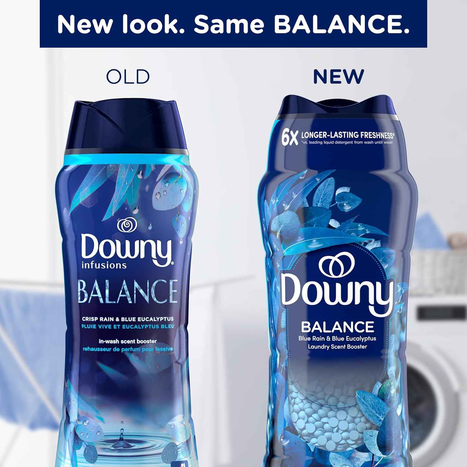 Downy Balance In-Wash Laundry Scent Booster Beads, Crisp Rain and Blue Eucalyptus scent, laundry scent beads, Long-lasting Freshness