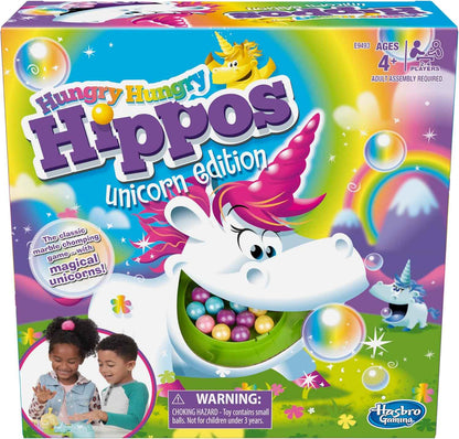 Hasbro Gaming Hungry Hippos Unicorn Edition Pre-School Board Game for Kids Ages 4 and Up; 2-4 Players, Easter Gifts for Boys and Girls (Amazon Exclusive)