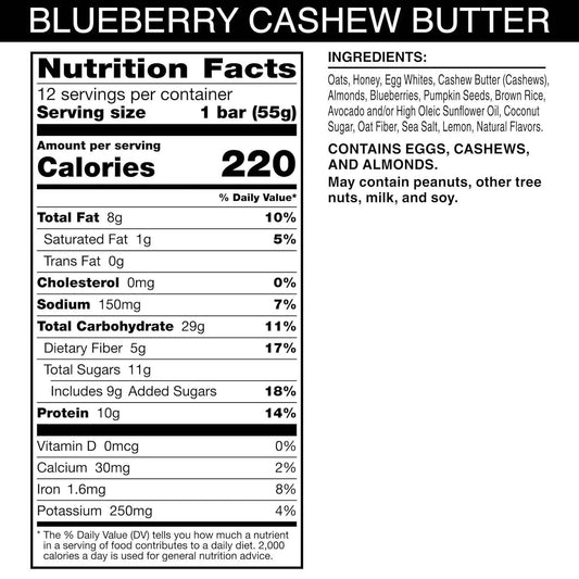 RXBAR Nut Butter and Oat Protein Bars, Protein Snacks, Snack Bars, Blueberry Cashew Butter