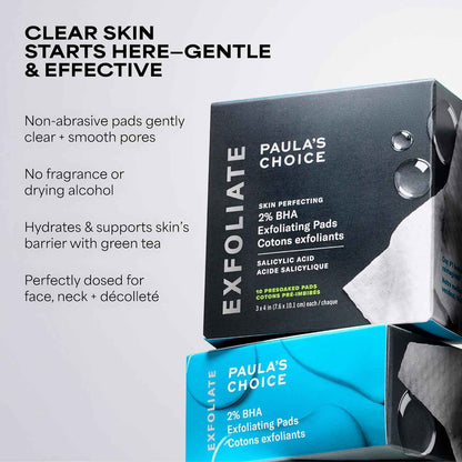 Paula's Choice SKIN PERFECTING 2% BHA Salicylic Acid Exfoliating Pads - Facial Exfoliant Pads for Blackheads, Enlarged Pores, Wrinkles & Fine Lines