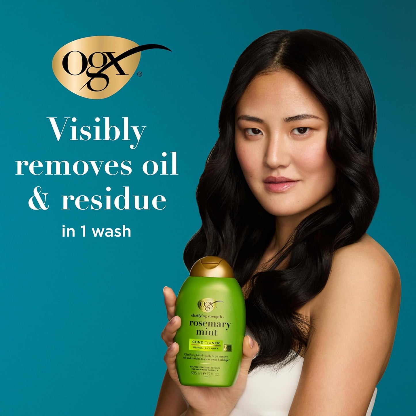 OGX_Clarifying_Strength_+_Rosemary_Mint_Conditioner,_Clarifying_Conditioner_for_Oily_Hair_Visibly_Helps_Remove_Oil_&_Residue_to_Clear_Away_Buildup,_Sulfate-Free_Surfactants,_13_fl._oz