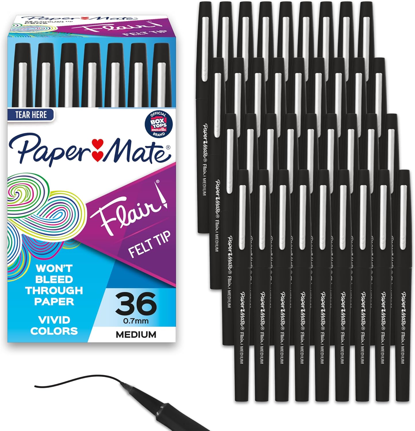 Paper_Mate_Flair_Felt_Tip_Pens,_Medium_Point_(0.7mm),_Black,_36_Count_-_Office_Supplies