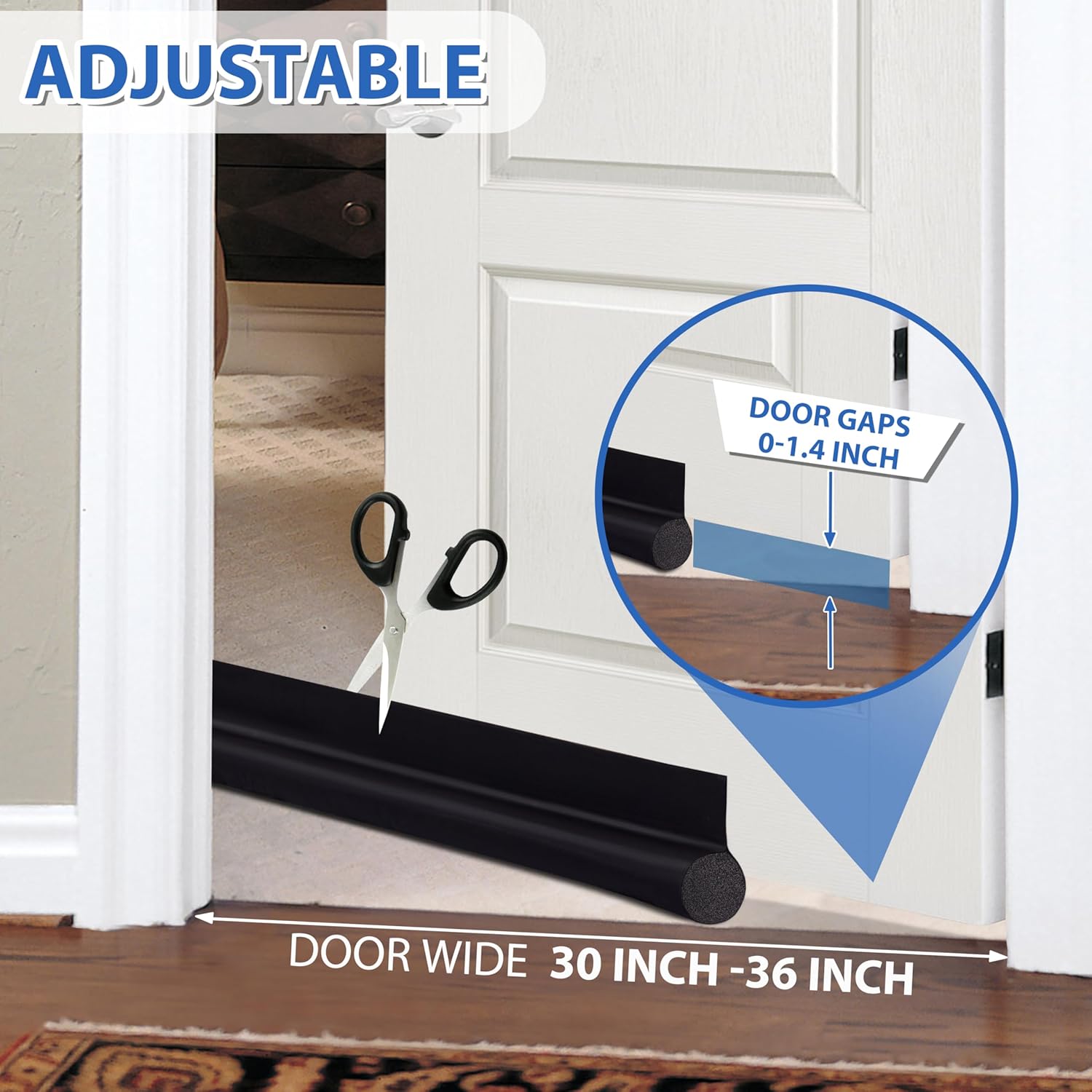 MAXTID_Door_Draft_Stopper_36_Inch_Black_Adjustable_Door_Draft_Blocker_Front_Door_Draft_Guard_for_Bottom_of_Doors_Weather_Stripping_Door_Seal_Strip