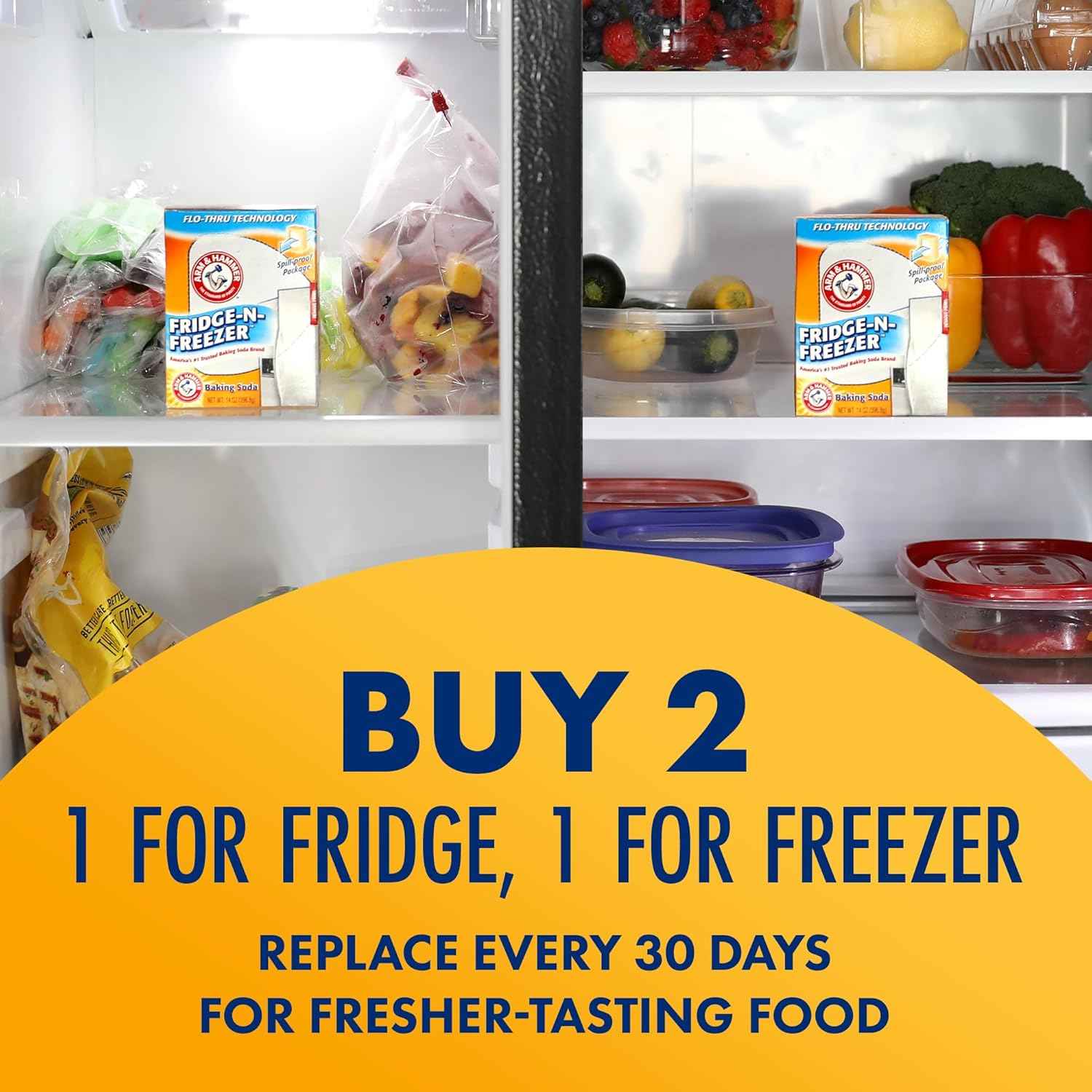 Arm & Hammer Baking Soda Fridge-n-Freezer Odor Absorber, Orange 14 oz