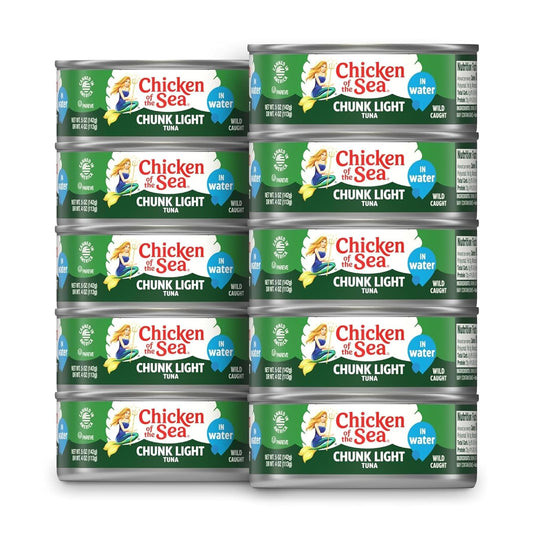 Chicken_of_the_Sea_Wild_Caught_Chunk_Light_Tuna,_5_Ounce_Cans,_10-Count_–_High_Protein_100%_Classic_Chunk_Tuna_in_Water_–_Delicious,_Easy,_Nutritious_Ready_to_Eat_Meals