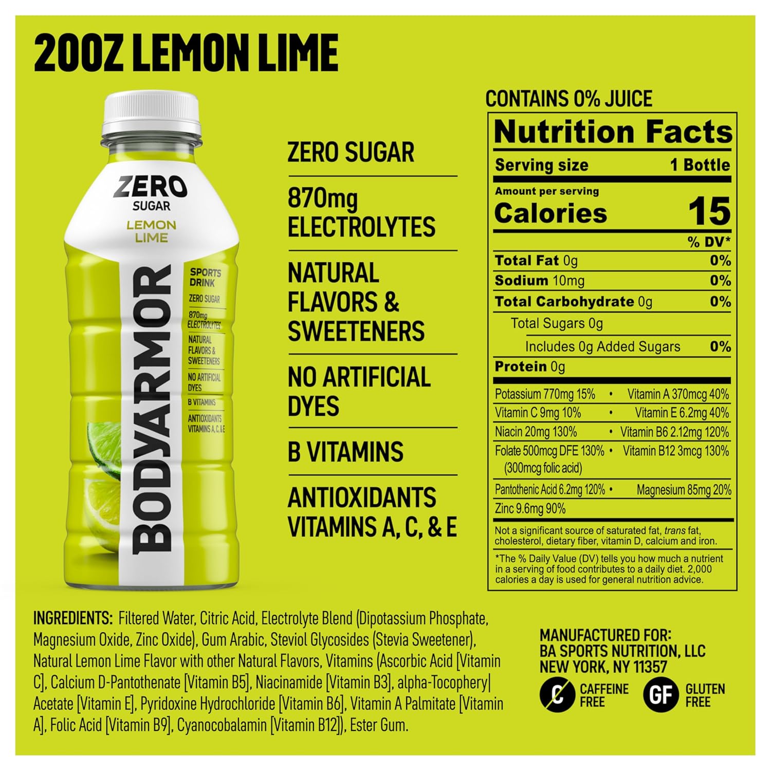 BODYARMOR_ZERO_Sugar_Lemon_Lime,_Sugar_Free_Sports_Drink_-_Low-Calorie_Hydration_-_Natural_Flavors_with_Potassium_Packed_Electrolytes,_Antioxidants,_and_B-vitamins,_20_fl_oz_(pack_of_6)