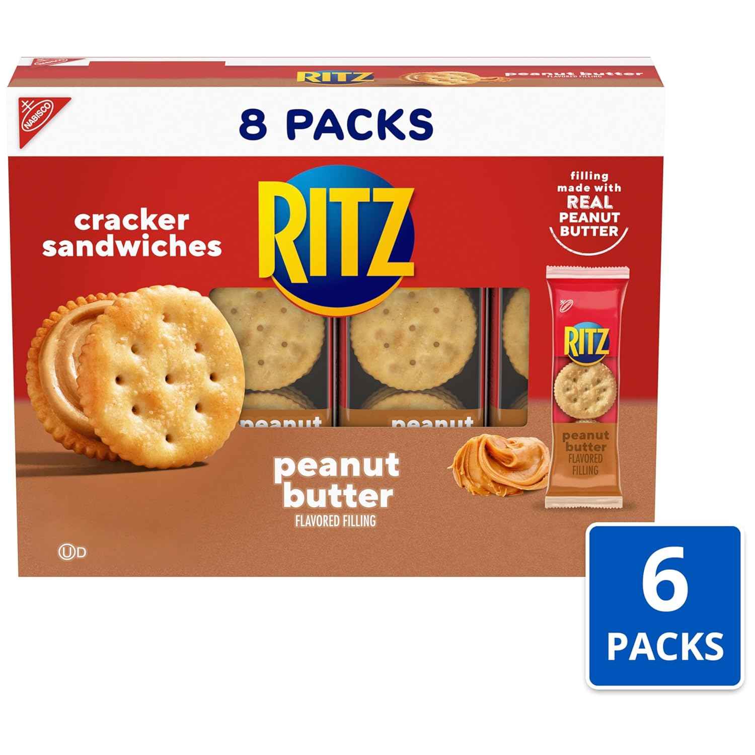 RITZ Bits Peanut Butter Sandwich Crackers, Snacks for Kids and Adults, Lunch Snacks