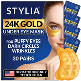 Stylia Collagen & Vitamin C Under Eye Patches for Puffy Eyes & Dark Circles - Depuffing, Hydrating & Firming Under Eye Mask with Hyaluronic Acid - Stocking Stuffers for Teen Girls, Vegan