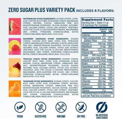 DripDrop_Zero_Sugar_Plus_-_Sugar_Free_Hydration_Packets-_Single_Serve_Electrolytes_Powder_Drink_Mix_-_Raspberry_Lemonade,_Watermelon,_Tangerine,_Tropical_Punch_-_Non-GMO,_Vegan-_16_Sticks