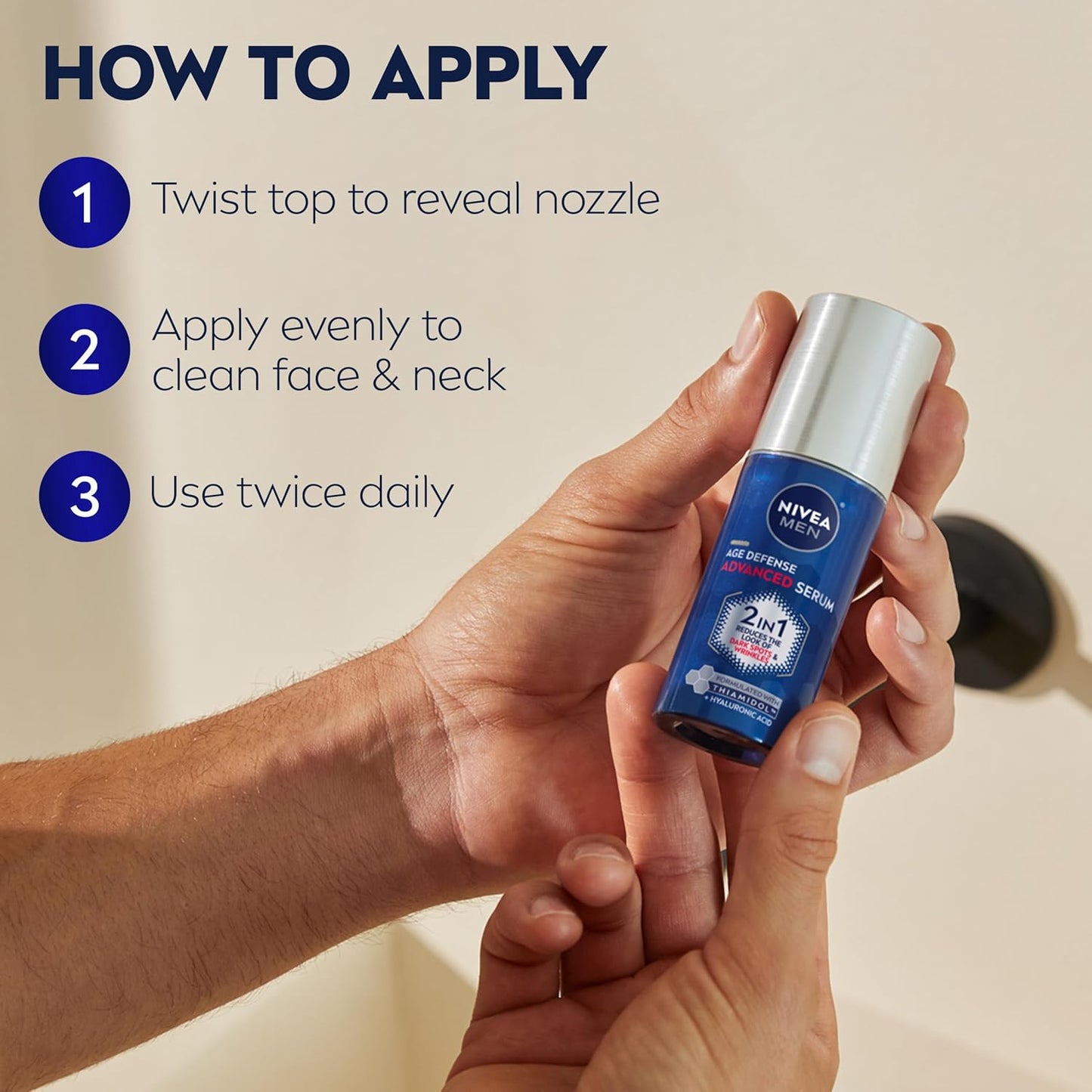 NIVEA_MEN_Age_Defense_Advanced_Face_Serum_for_Dark_Spots_with_Thiamidol_(TM)_+_Hyaluronic_Acid,_Fast-Absorbing_Face_Serum_for_Men_Helps_Reduce_Look_of_Dark_Spots,_Fine_Lines_&_Wrinkles,_1_Fl_Oz_Bottle