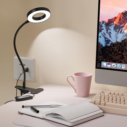 Foneso_Desk_Lamp_Clip_on_Light,_48_LED_USB_Lamp_with_3_Color_Modes_10_Brightness_Levels,_360°_Flexible_Gooseneck_Eye_Protection_Bed_Night_Light_for_Reading,_Makeup,_Craft_(Black)