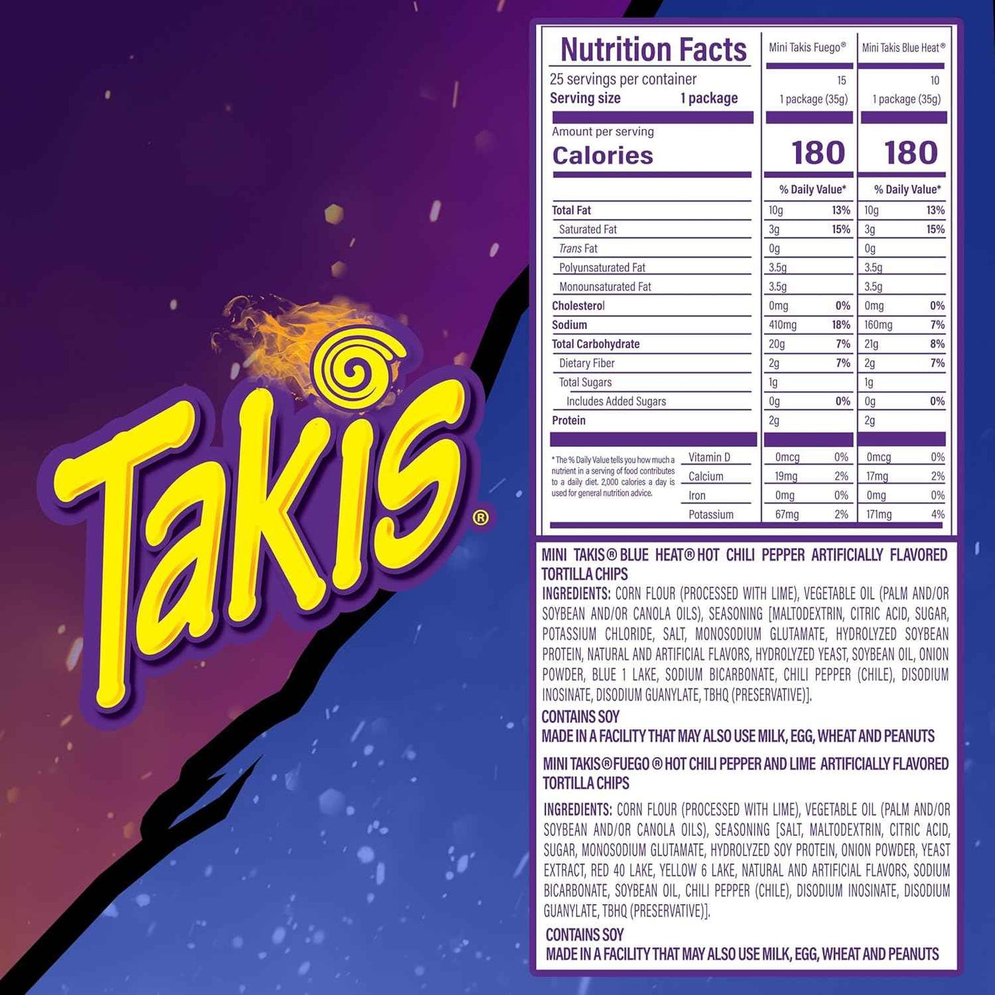 Takis Mini 25 pc / 1.23 oz Bite Size Variety Pack, Flavored Mixed Rolled Tortilla Chips