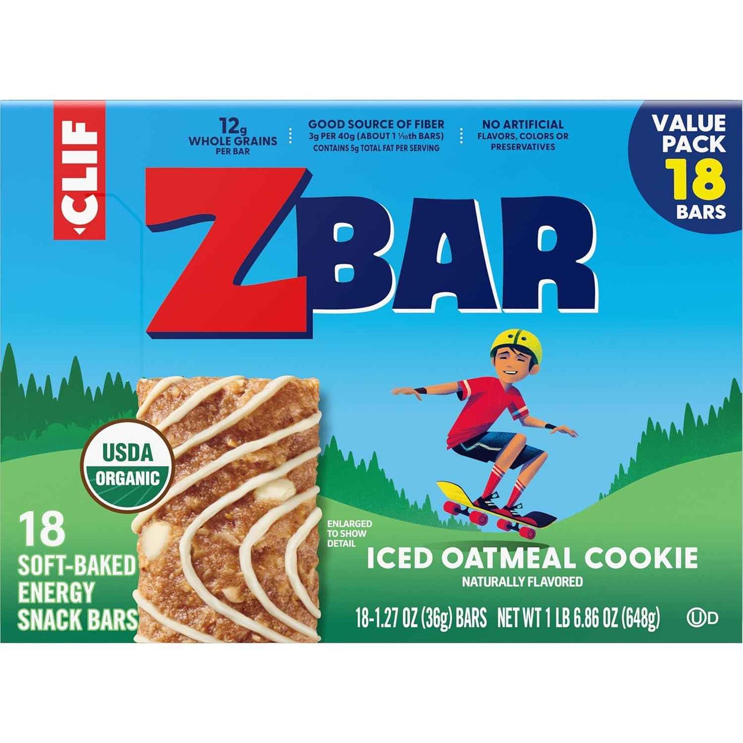 Zbar - Iced Oatmeal Cookie - Soft-Baked Energy Snack Bars - Non-GMO - 12g Whole Grains - USDA Organic Granola Bars - Snacks for Kids