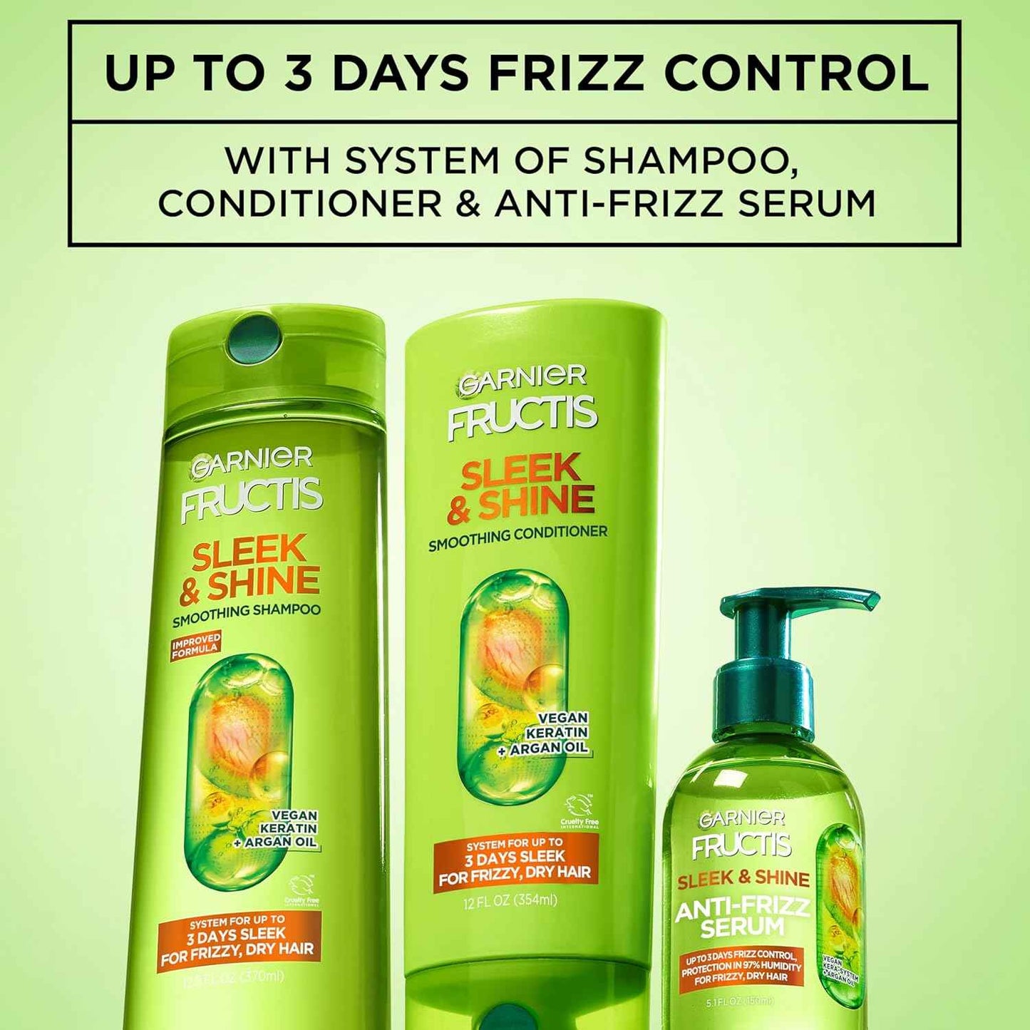 Garnier Fructis Sleek & Shine Anti-Frizz Serum for Frizzy, Dry Hair