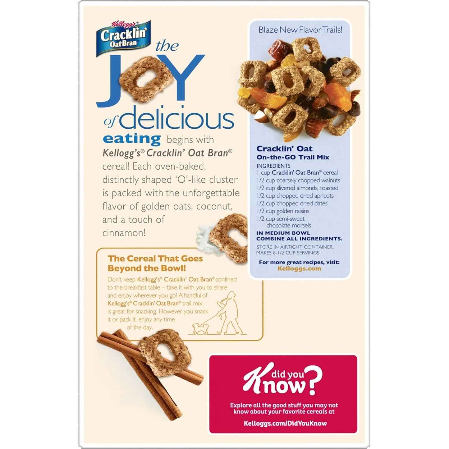 Kellogg's Cracklin' Oat Bran Breakfast Cereal, Fiber Cereal, Family Cereal, Original