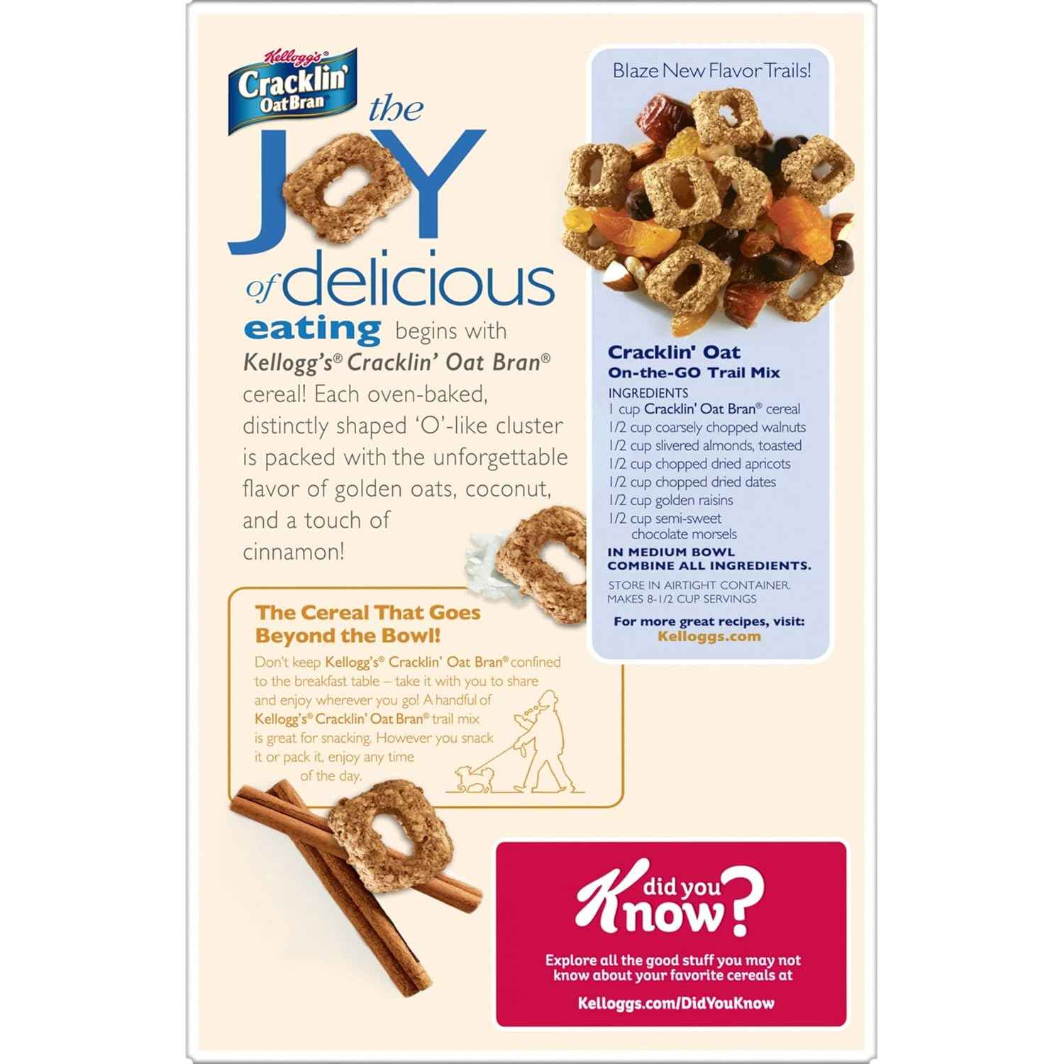 Kellogg's Cracklin' Oat Bran Breakfast Cereal, Fiber Cereal, Family Cereal, Original