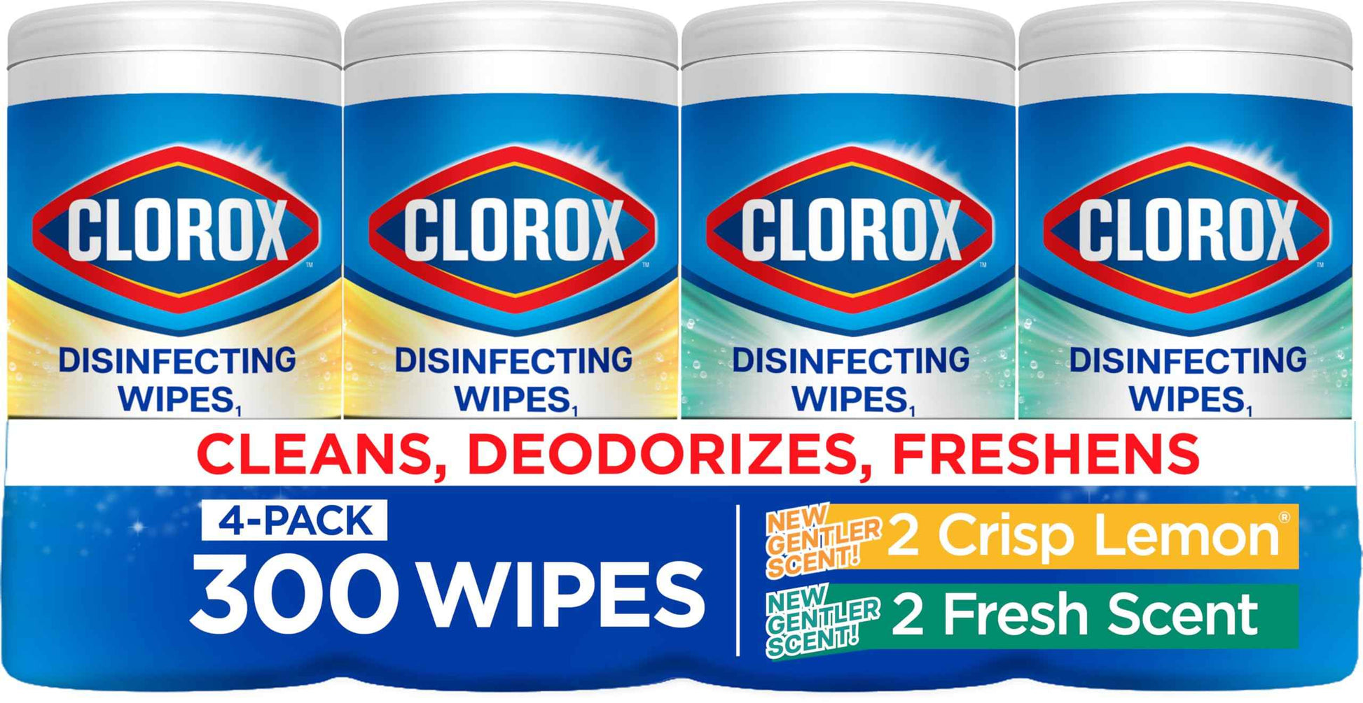 Clorox Disinfecting Cleaning Wipes for Spring Cleaning & Allergy Season, Bleach Free, Fresh Scent and Crisp Lemon, 75 Count Each