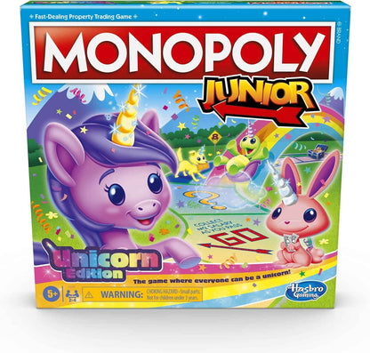 Monopoly Junior: Unicorn Edition Board Game | Magical-Themed Indoor Family Game | 2 to 4 Players | Preschool Games | Kids Gifts | Ages 5 and Up