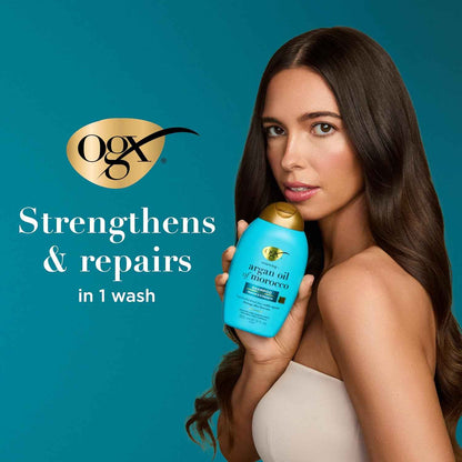 OGX Renewing + Argan Oil of Morocco Shampoo, Damage Repairing Shampoo & Argan Oil to Help Strengthen & Repair Dry, Damaged Hair, Paraben-Free, Sulfate-Free Surfactants