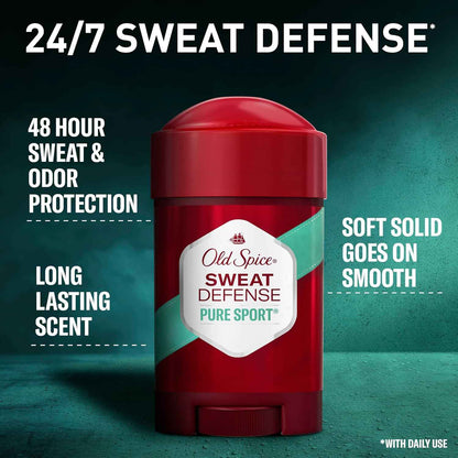 Old Spice Antiperspirant and Deodorant for Men, 24/7 Sweat and Odor Protection, Legendary Fragrance, Sweat Defense, Pure Sport Plus, 2.6 oz