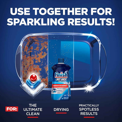 Finish Jet-Dry Dishwasher Rinse Aid, Compatible with Dishwasher Detergent, Prevents Spots & Residues, Dries, Shine & Protects
