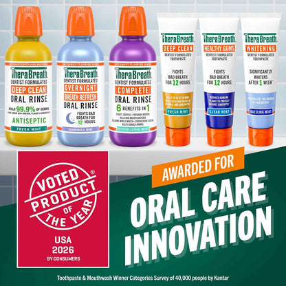 TheraBreath, Gentle Peroxide-Free Teeth Whitening in 1 Week (3), with Fluoride for Anticavity Protection, Dazzling Mint