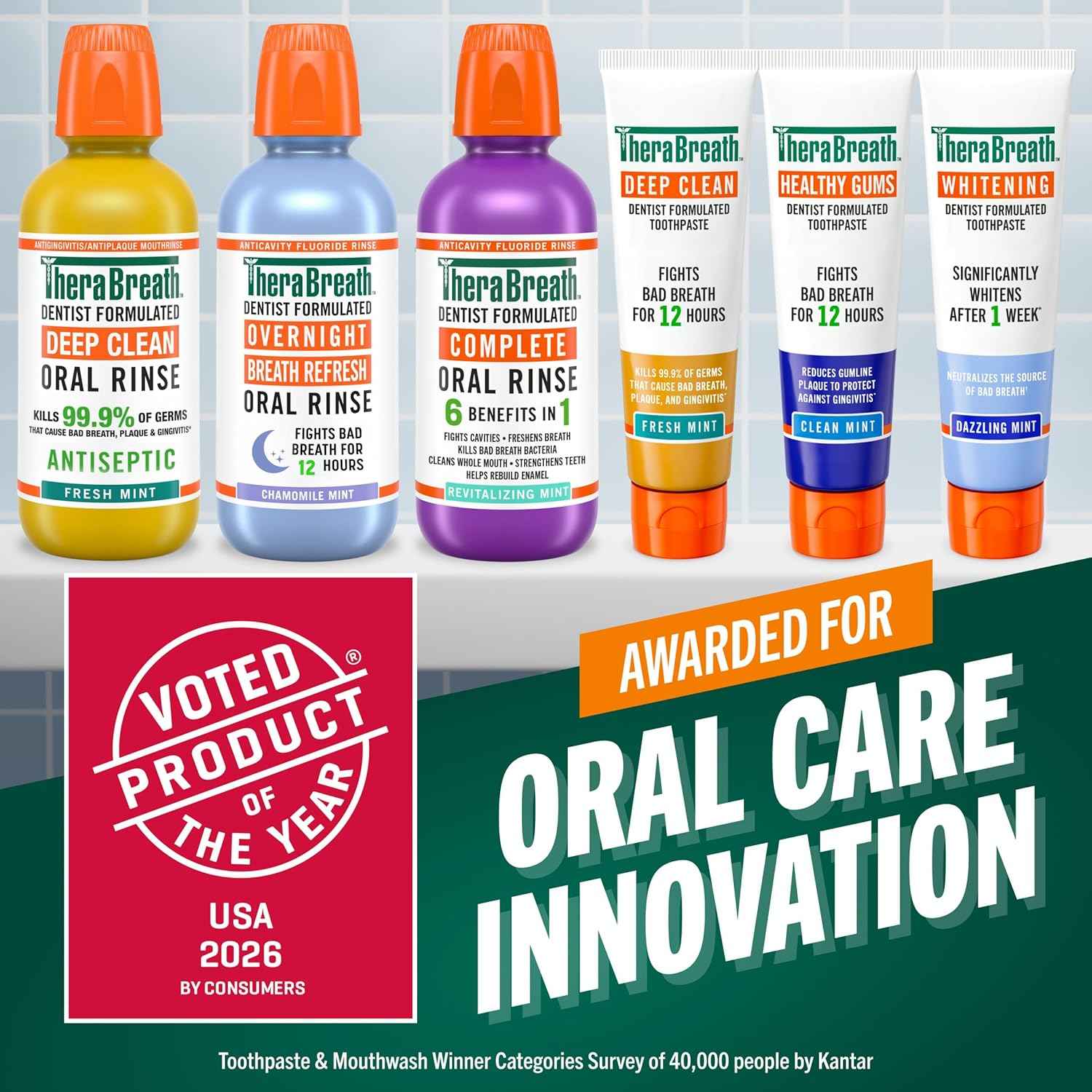 TheraBreath Deep Clean, Antiseptic Benefits, Fresh Mint Flavor, Dentist Formulated, Alcohol Free, 16 fl oz (Pack of 2)