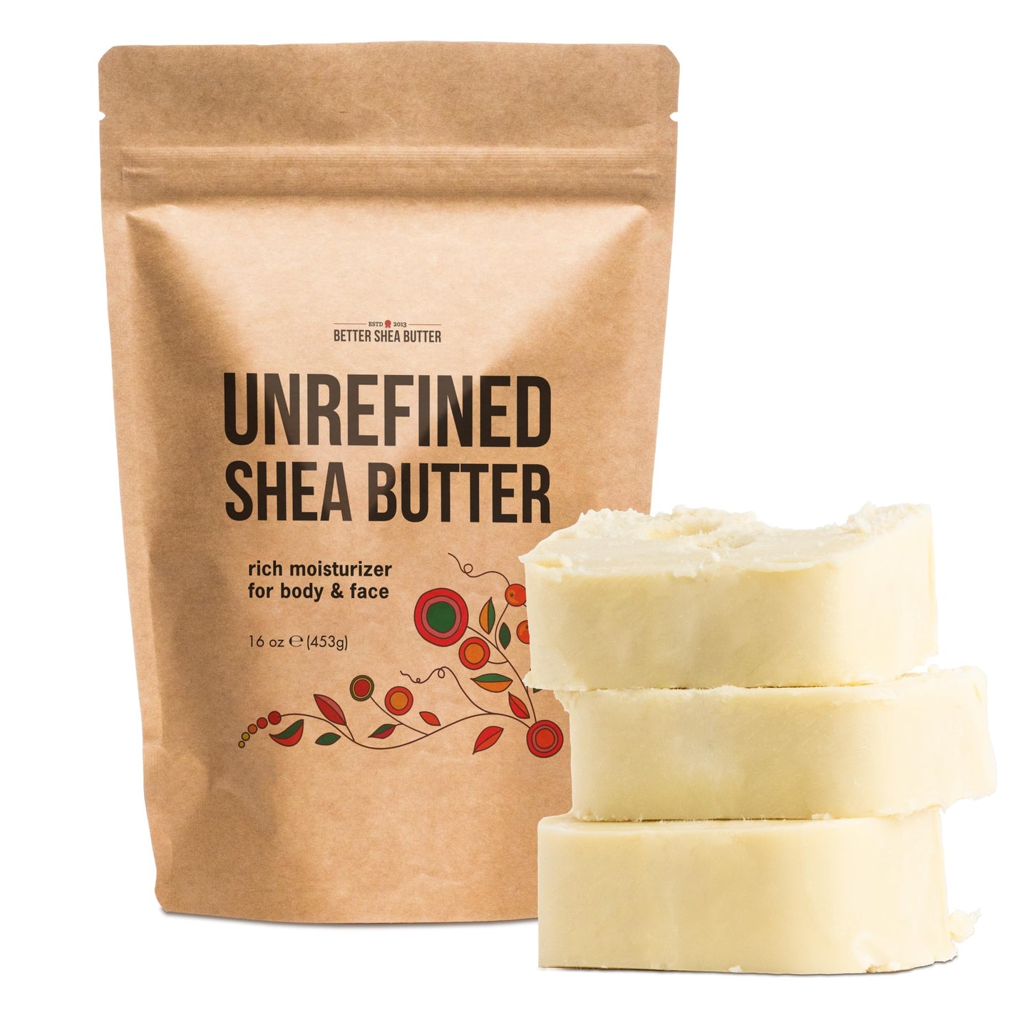 Raw Shea Butter - 100% Pure African Unrefined Shea Butter with Natural Smoky Scent | Moisturizer for Dry Skin &amp;amp; Hair, DIY Body Butter, Soap, Lip Balm - 1 lb Bar
