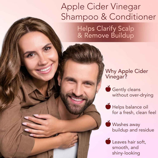 PURA D'OR Apple Cider Vinegar Thin2Thick Set Shampoo Conditioner for Regrowth, Hair Loss, Clarifying, Detox (2 x 16oz) Biotin, Keratin, Caffeine, Castor Oil, All Hair Type, Men/Women