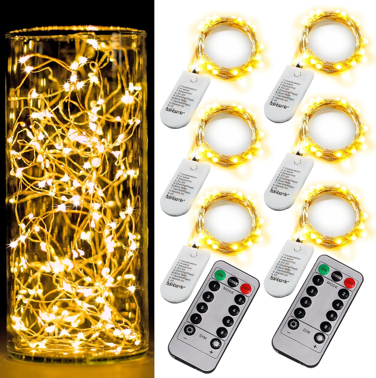 6_Pack_Fairy_Lights_Battery_Operated_with_Timer_2PCS_Remote_LED__Twinkle_Lights_Waterproof_Silver_Wire_Fireflies_Lights_DIY_Mason_Jar_Wedding_Party_Christmas_Centerpiece_Table_Deco