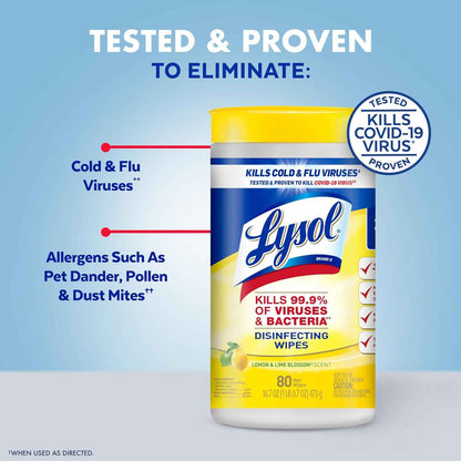 Lysol Disinfecting Wipes Bundle, Home Apartment Dorm Room Essentials and Cleaning Supplies, All Purpose Cleaner, Multi-surface Cleaning Wipes, Multi-Scent Sanitizing Wipes Bundle, 80 Count (4pk)