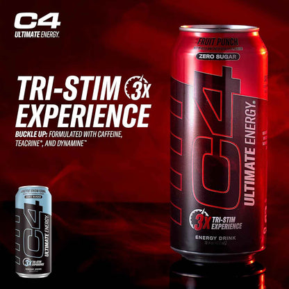 C4 Ultimate Sugar Free Energy Drink 16oz (Pack of 12) | Pre Workout Performance Drink with No Artificial Colors or Dyes