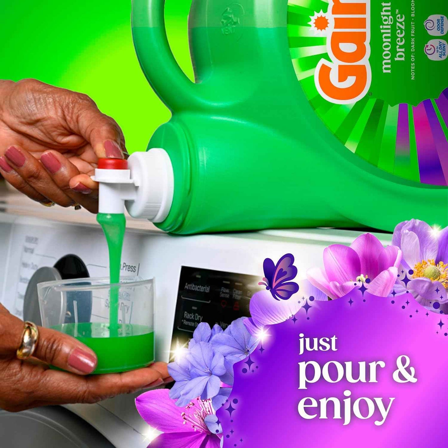 Gain Liquid Laundry Detergent with Odor Defense, Moonlight Breeze Scent, Laundry Soap For HE Washing Machines
