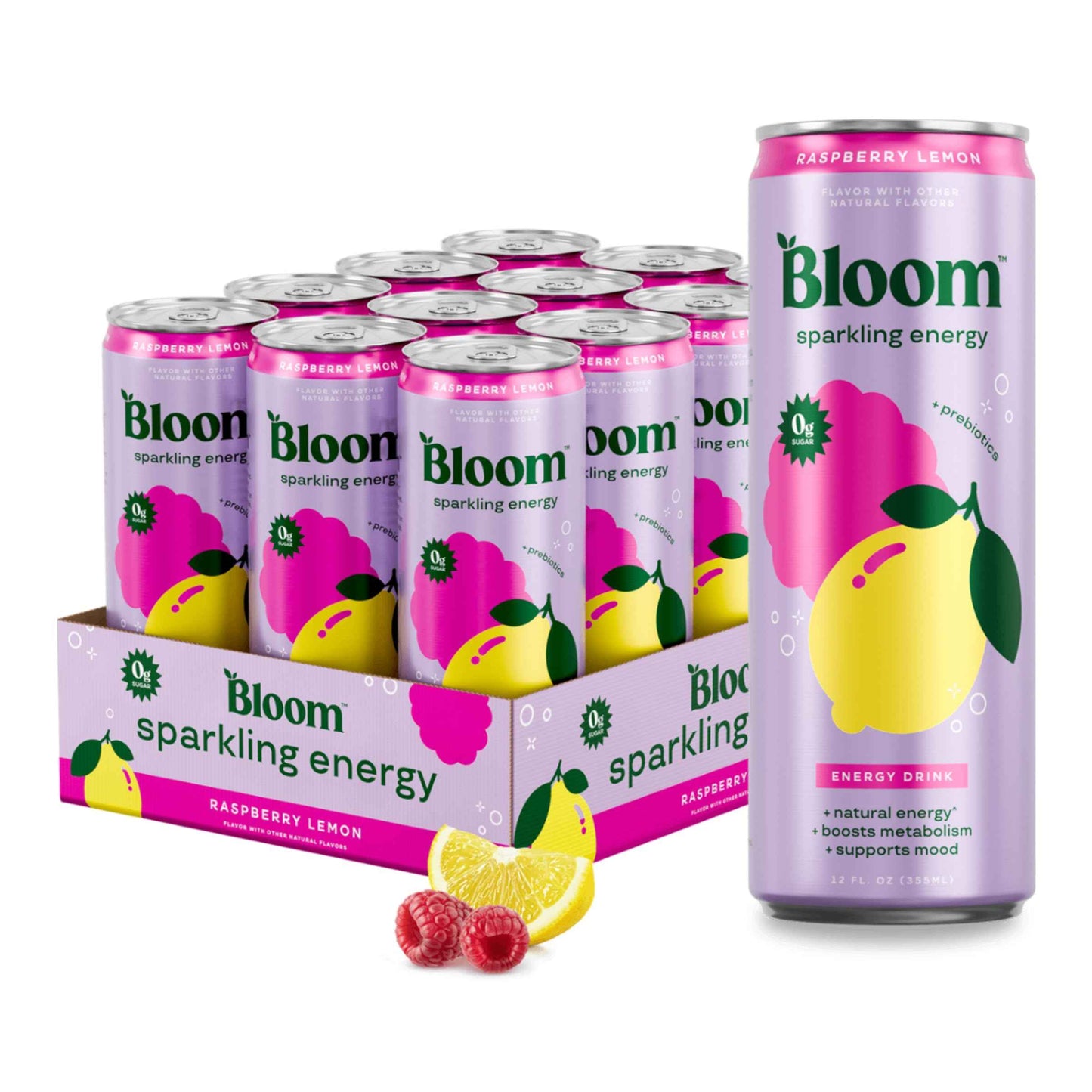 Bloom Nutrition Sparkling Energy Drink - Natural Caffeine, Zero Sugar, 180mg - Antioxidant-Rich with Green Coffee Bean, Green Tea Extract, Prebiotics