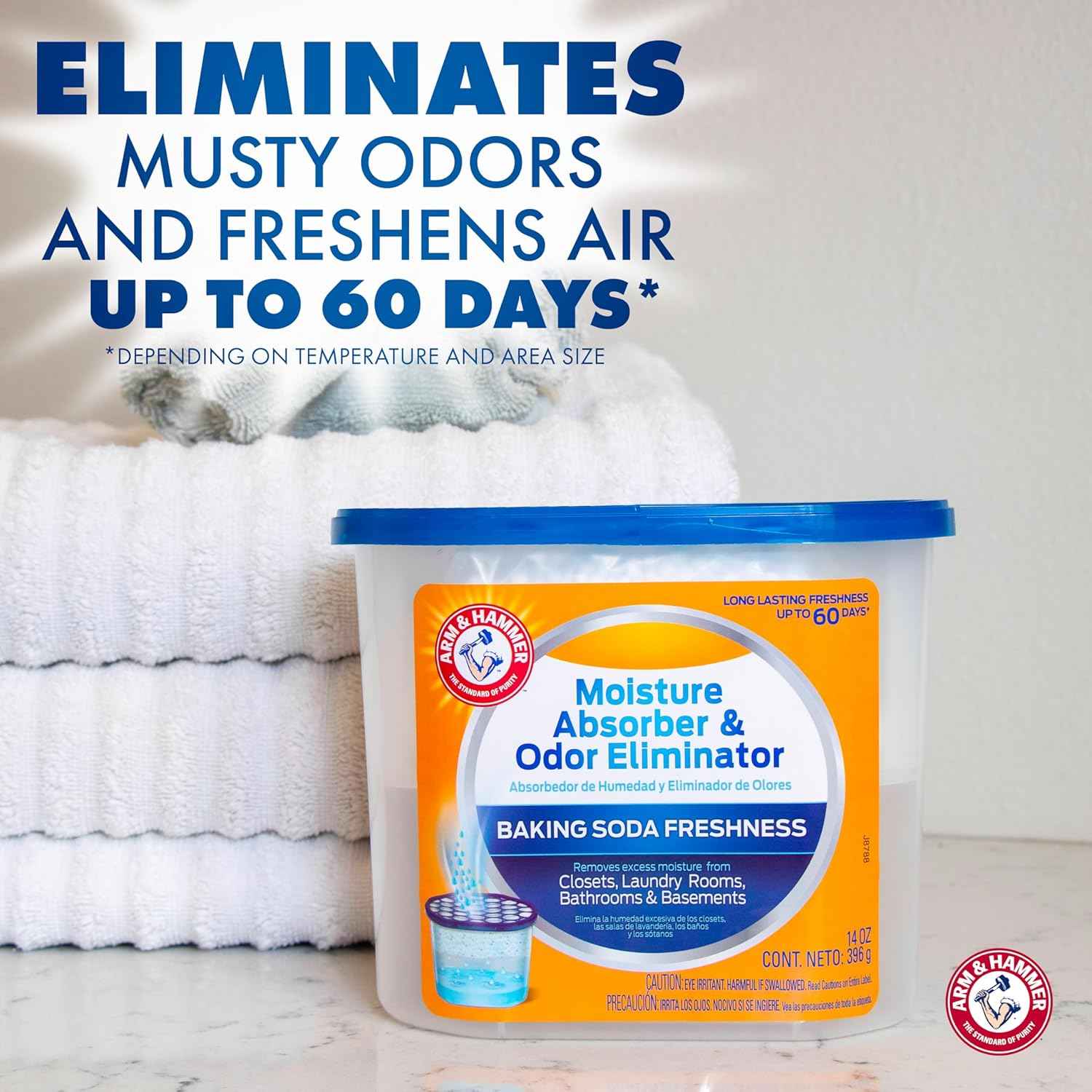 Arm & Hammer Refillable Moisture Absorber and Odor Eliminator 14 oz. Tub