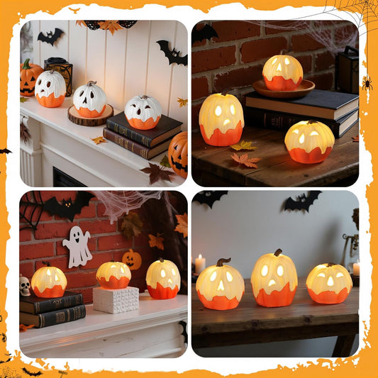 Halloween_Decorations,Light_Up_Ghost_Pumpkin_Decorations_Set_of_3,Cute_Halloween_Decor_Indoor_for_Kitchen_Tabletop_Fireplace_Mantel_Party_Home_Decor