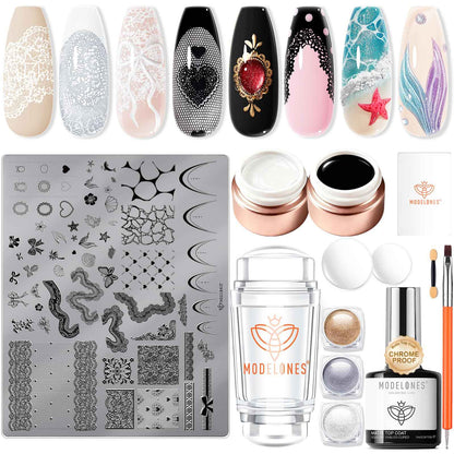 modelones 32 PCS Gel Nail Polish Set, 28 Colors Gel Polish with No Wipe Base Coat, Glitter & Glossy & Matte Top Coat Black Brown Red Purple Soak Off LED Nail Art Kit Salon at Home