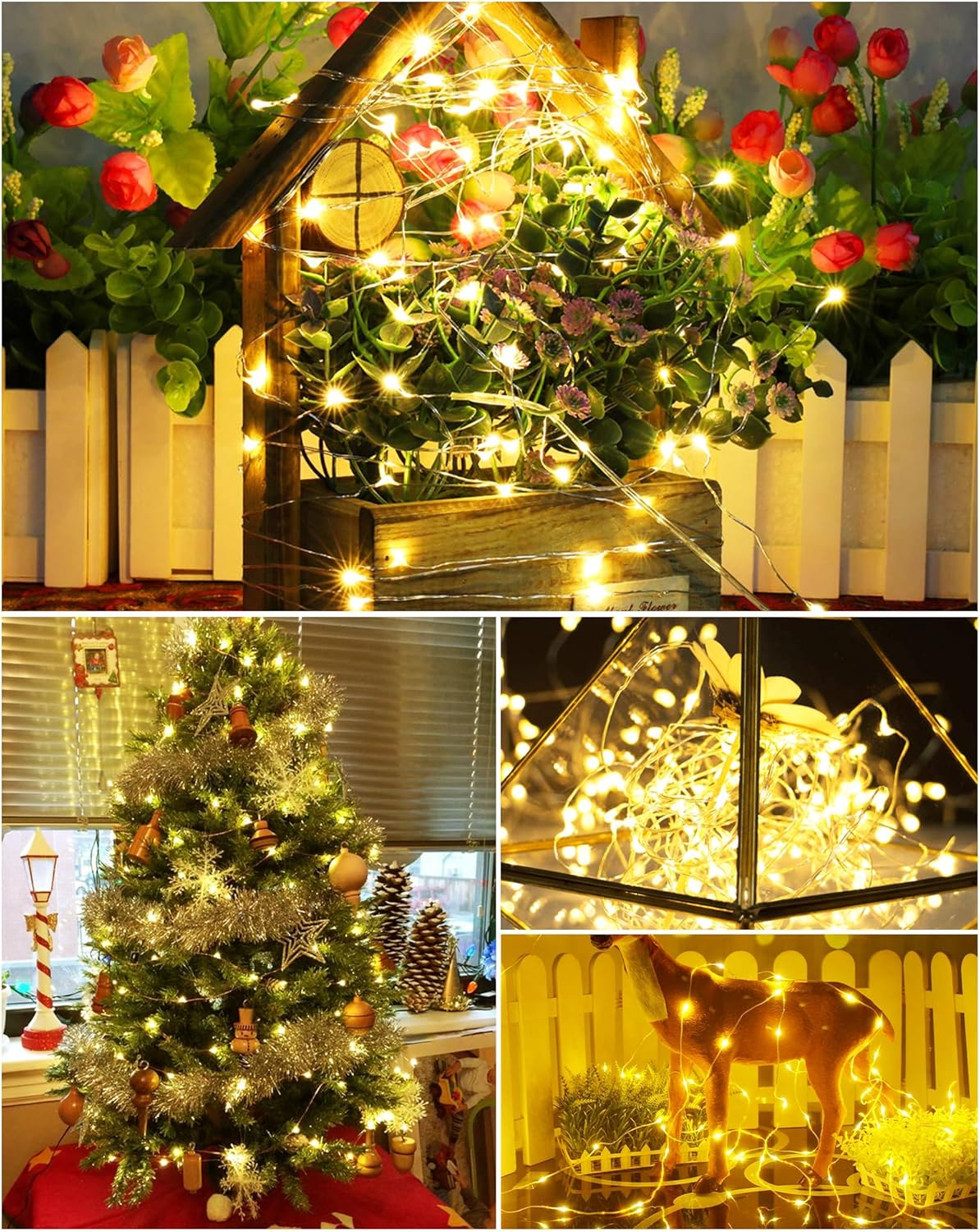 Blingstar_USB_Powered_Fairy_Lights,_2_Pack_33Ft_100_LED,_Flexible_Silver_Wire,_Mini_String_Lights_for_Christmas_Tree/Bedroom/Camping/Holiday_Indoor_Decoration,_Warm_White