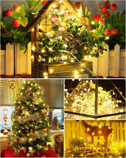 Blingstar_USB_Powered_Fairy_Lights,_2_Pack_33Ft_100_LED,_Flexible_Silver_Wire,_Mini_String_Lights_for_Christmas_Tree/Bedroom/Camping/Holiday_Indoor_Decoration,_Warm_White