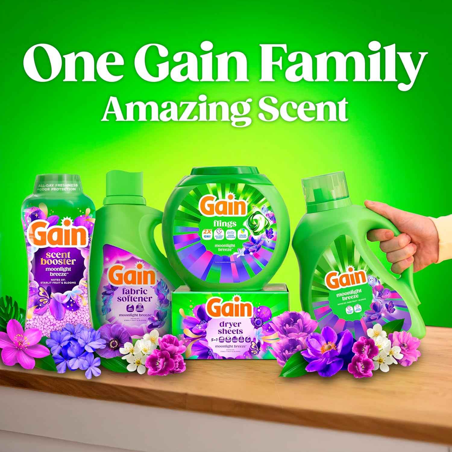 Gain Liquid Laundry Detergent with Odor Defense, Moonlight Breeze Scent, Laundry Soap For HE Washing Machines